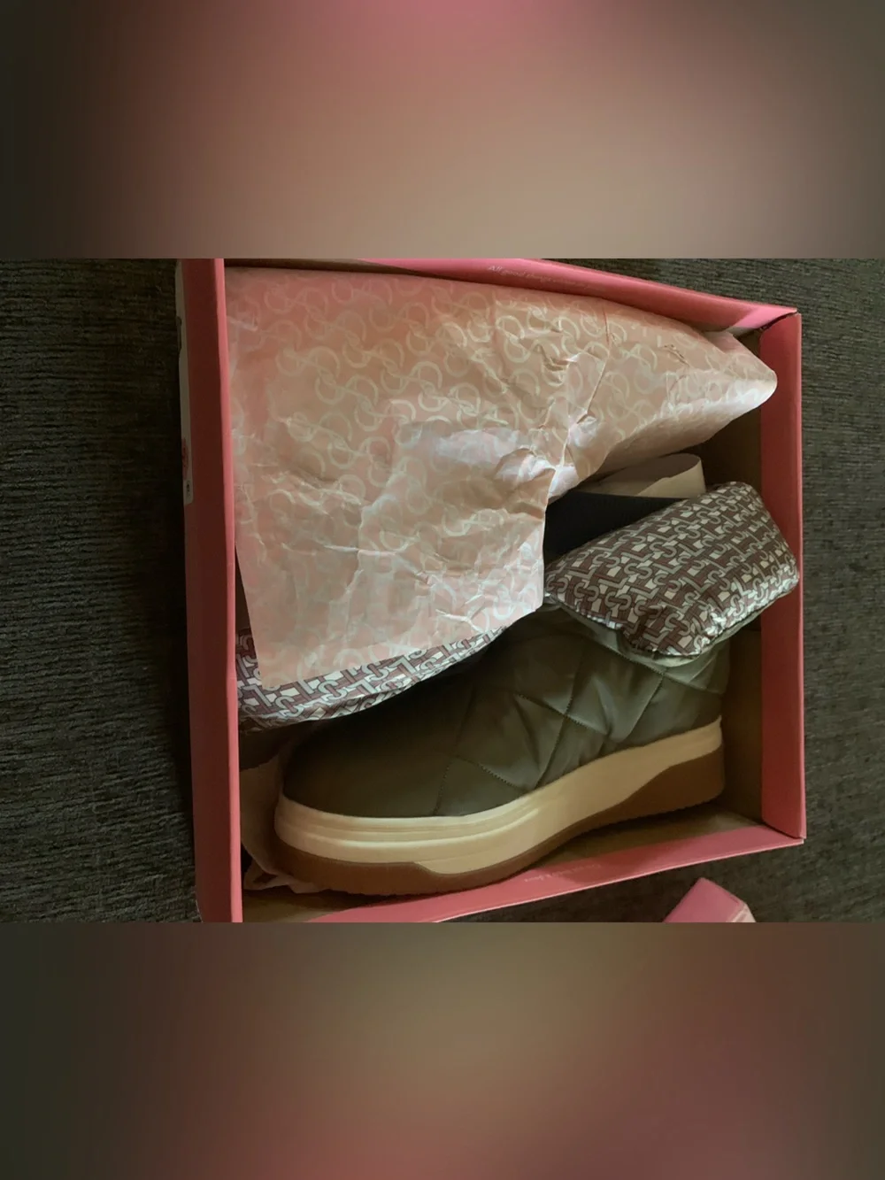 Sam & Libby Olive Quilted Ankle Boot with Patterned Cuff